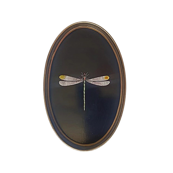 Decorative iron tray, black dragonfly by Les Ottomans. Adds an artistic whimsical interior style.