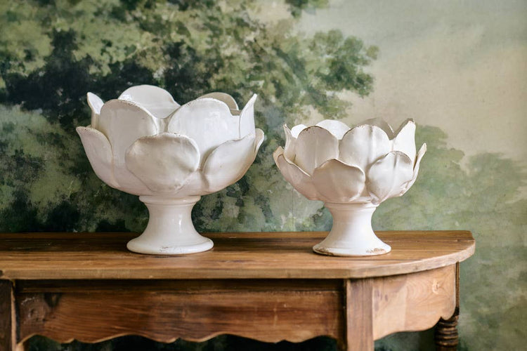 Petal Bowl - Ceramic Vase: Ivory / Large