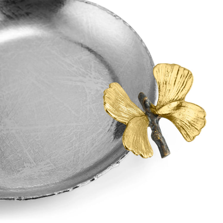 Butterfly ginkgo round trinket tray