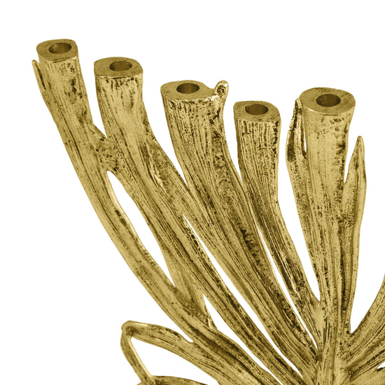 Michael Aram small gold palm menorah, metal with palm design, for elegant Hanukkah decoration