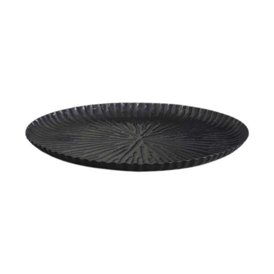 Platter, Memories Of Bundi, brass, with dark bronze finish 12"