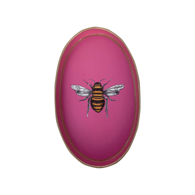 Decorative iron tray, bee by Les Ottomans, pink