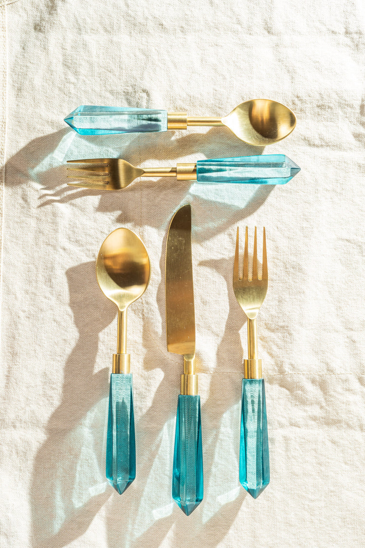 Turquoise cutlery set by Les Ottomans