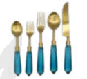 Turquoise cutlery set by Les Ottomans