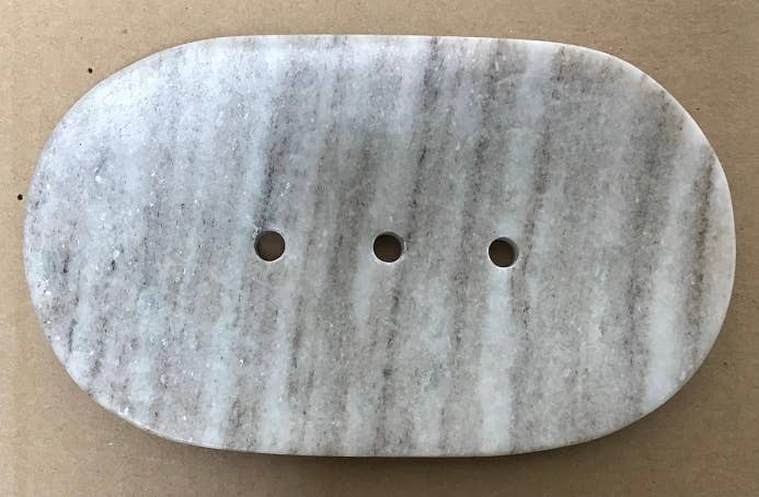 Soap Dish 3-Hole, Marble, Oval