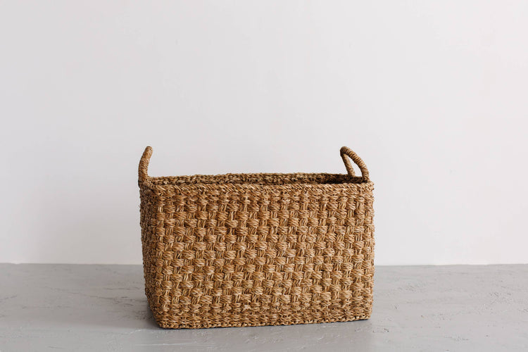 Basket with handles, Rectangle Floor, Chatai weave