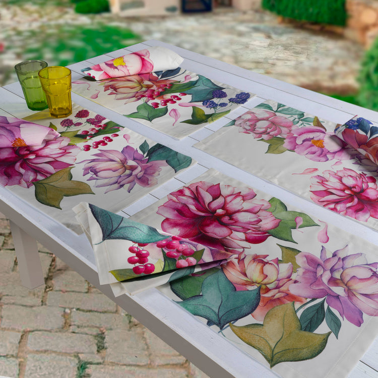 Set of 4 Placemats “Peony”